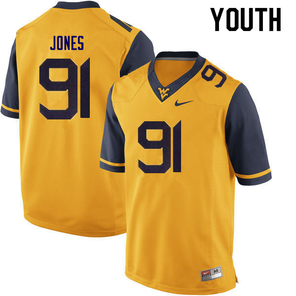 NCAA Youth Reuben Jones West Virginia Mountaineers Gold #91 Nike Stitched Football College Authentic Jersey SF23C01HV